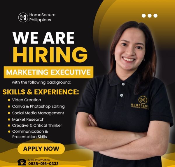 Jobtalk - Marketing Executive vacancy in Parañaque! Hiring by HomeSecure Security System Services
