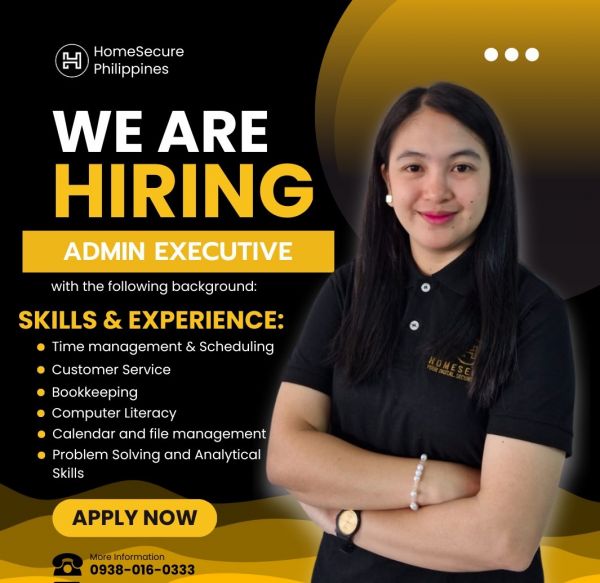 Jobtalk - Sales Admin Executive vacancy in Parañaque! Hiring by HomeSecure Security System Services