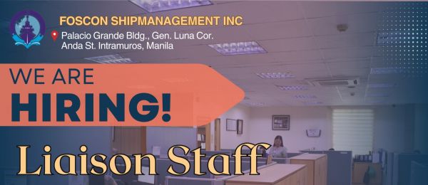 Jobtalk - Liaison Officer vacancy in Intramuros! Hiring by FOSCON Shipmanagement Inc.
