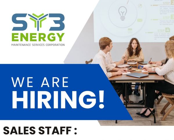 Jobtalk - Sales Staff vacancy in General Trias! Hiring by SY3 Energy Maintenance Services Corporation