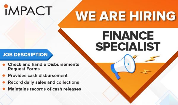 Jobtalk - Finance Specialist vacancy in Pasig! Hiring by IMPACT Training and Consultancy Services