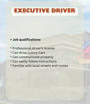 Jobtalk - Executive Driver vacancy in Sta. Rosa City! Hiring by HAMBURG Trading Corporation