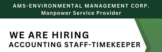 Jobtalk - Accounting Staff vacancy in Sta. Rosa City! Hiring by AMS Environmental Management Corporation
