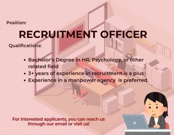 Jobtalk - Recruitment Officer vacancy in Biñan City! Hiring by Ultra Manpower Solutions Corporation