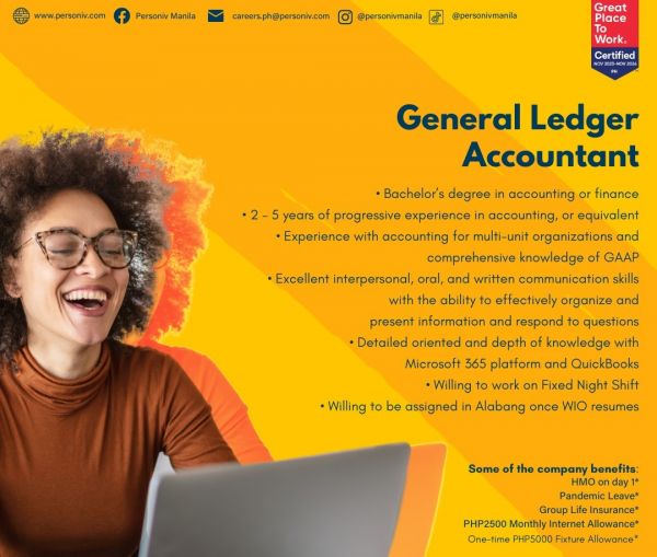 Jobtalk - General Ledger Accountant, Work from home (WFH)  for Personiv