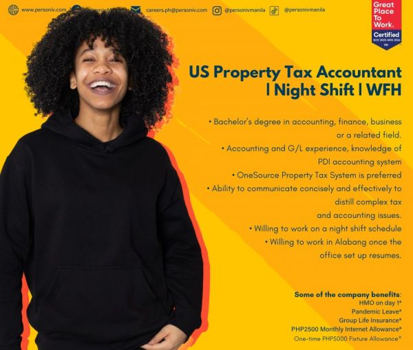 Jobtalk - US Property Tax Accountant, Work from home (WFH)  for Personiv