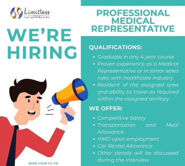Jobtalk - Medical Sales Representative needed for  field work in Metro Manila area