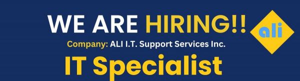 Jobtalk - IT Specialist vacancy in Quezon City! Hiring by Ali I.T. Support Services Inc.