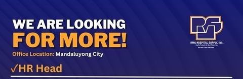 Jobtalk - HR Head vacancy in Mandaluyong! Hiring by RMG Hospital Supply, Inc.