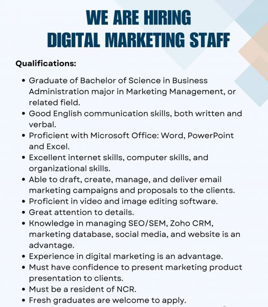 Jobtalk - Digital Marketing Associate vacancy in Pasig! Hiring by Geodata Solutions, Inc.