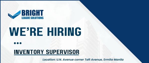 Jobtalk - Inventory Control Supervisor vacancy in Ermita! Hiring by Bright League Solutions Inc.