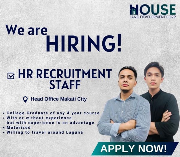 Jobtalk - Recruitment Staff vacancy in Makati! Hiring by House Land Development Corp.