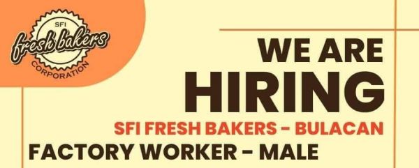 Jobtalk - Factory Worker vacancy in Pulilan! Hiring by SFI Fresh Bakers Corporation