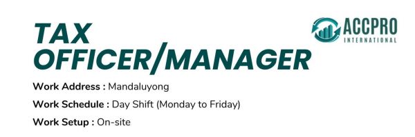 Jobtalk - Tax Officer vacancy in Mandaluyong! Hiring by ACCPRO International