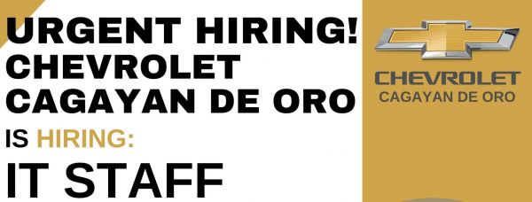 Jobtalk - IT Staff vacancy in Cagayan De Oro City! Hiring by Chevrolet Cagayan de Oro