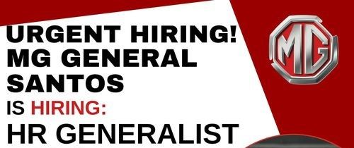 Jobtalk - HR Generalist vacancy in General Santos City! Hiring by MG Motors General Santos
