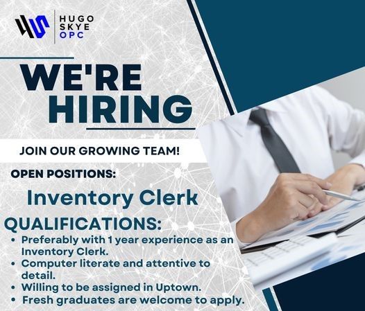 Jobtalk - Inventory Clerk vacancy in Cagayan De Oro City! Hiring by Uptown Condotel